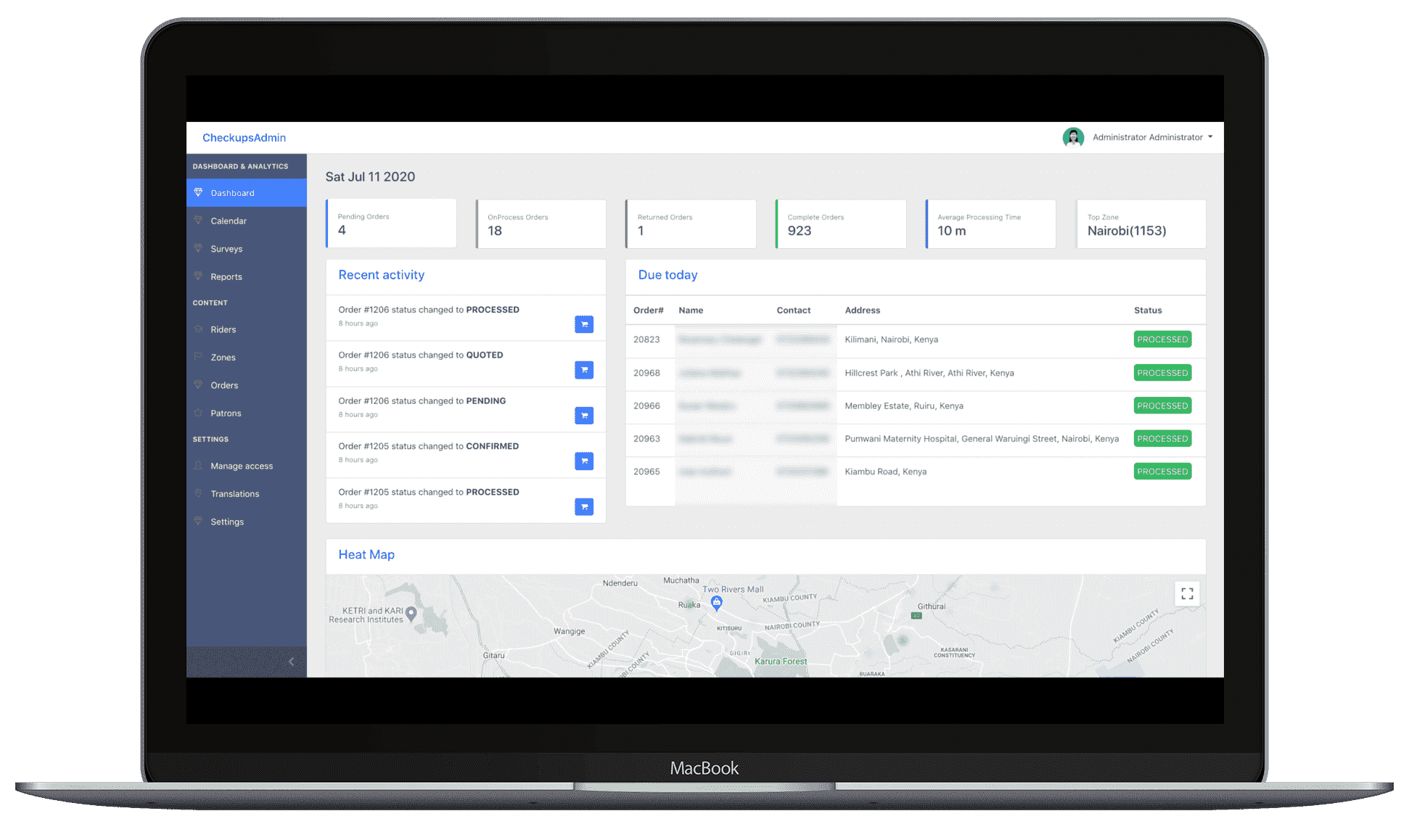 Checkups Filter Order List